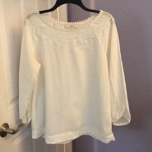 Cream colored flowey loft blouse size karge
